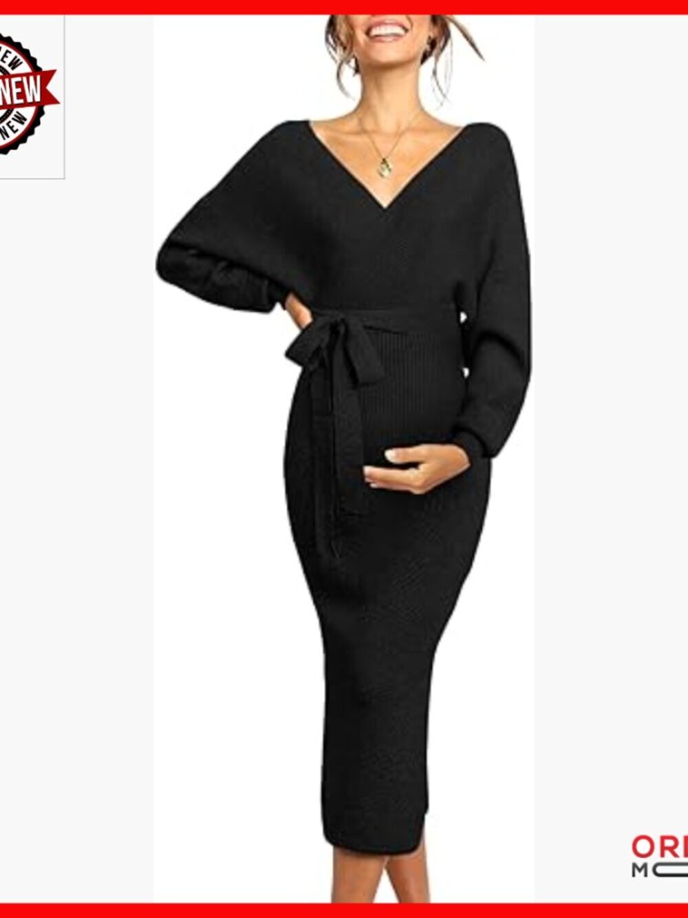 Maternity Nursing Sweater Dress, V-Neck Wrap Maxi, Wedding Guest Baby Shower